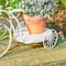 Glitzhome® 18" White Metal Tricycle Planter Stand with Solid Wood Tray